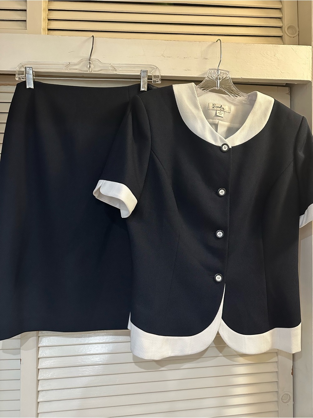 Emily Navy Jacket and Skirt Set with White Trim